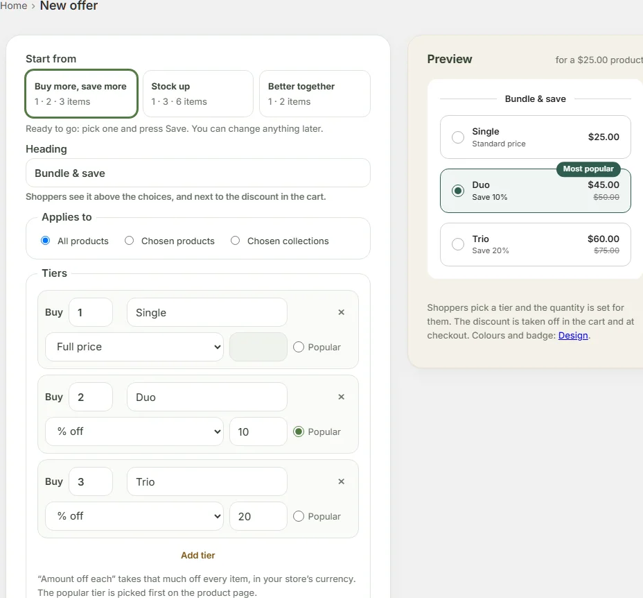 Ready-made offers to start from