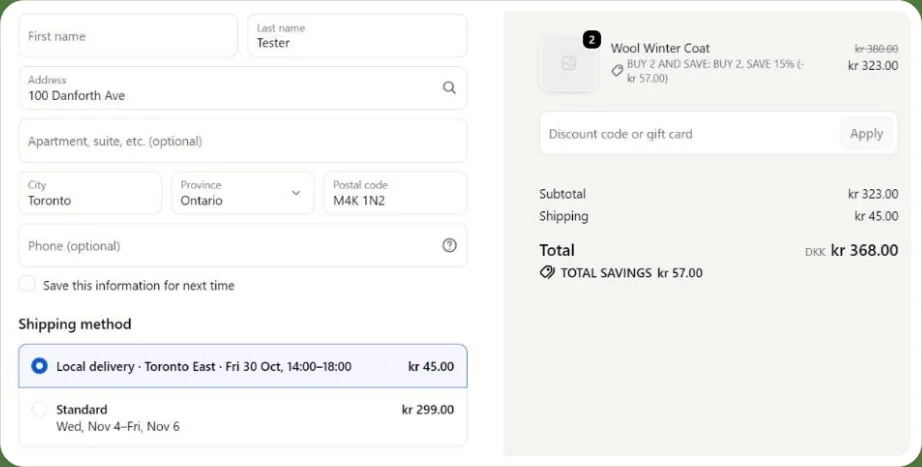 Delivery areas, pickup and time slots that checkout enforces.