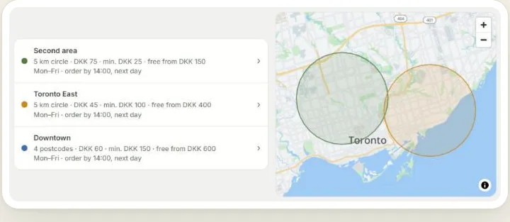 Your delivery areas