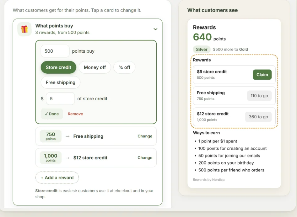 Rewards as store credit