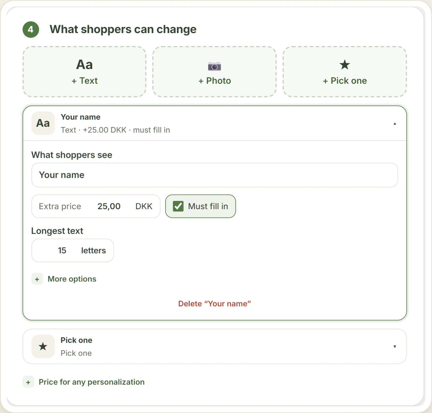 Shoppers add a name or a photo and see it live.