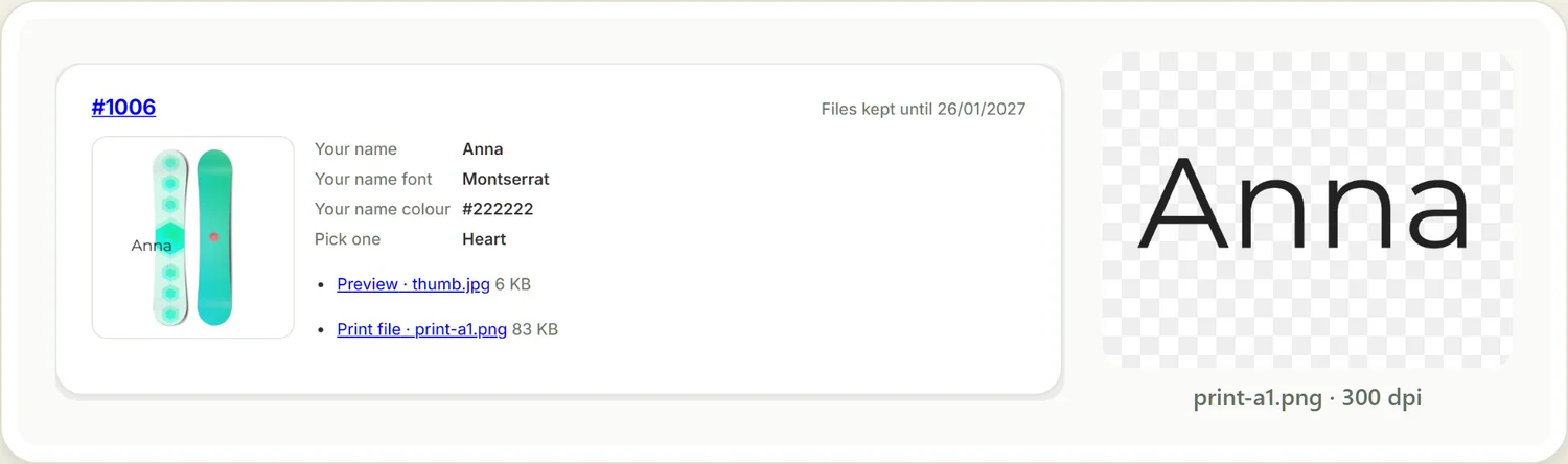 A print-ready file with every order, just like the preview.