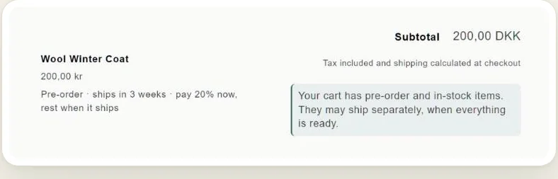 Clear in the cart, so nobody is surprised.
